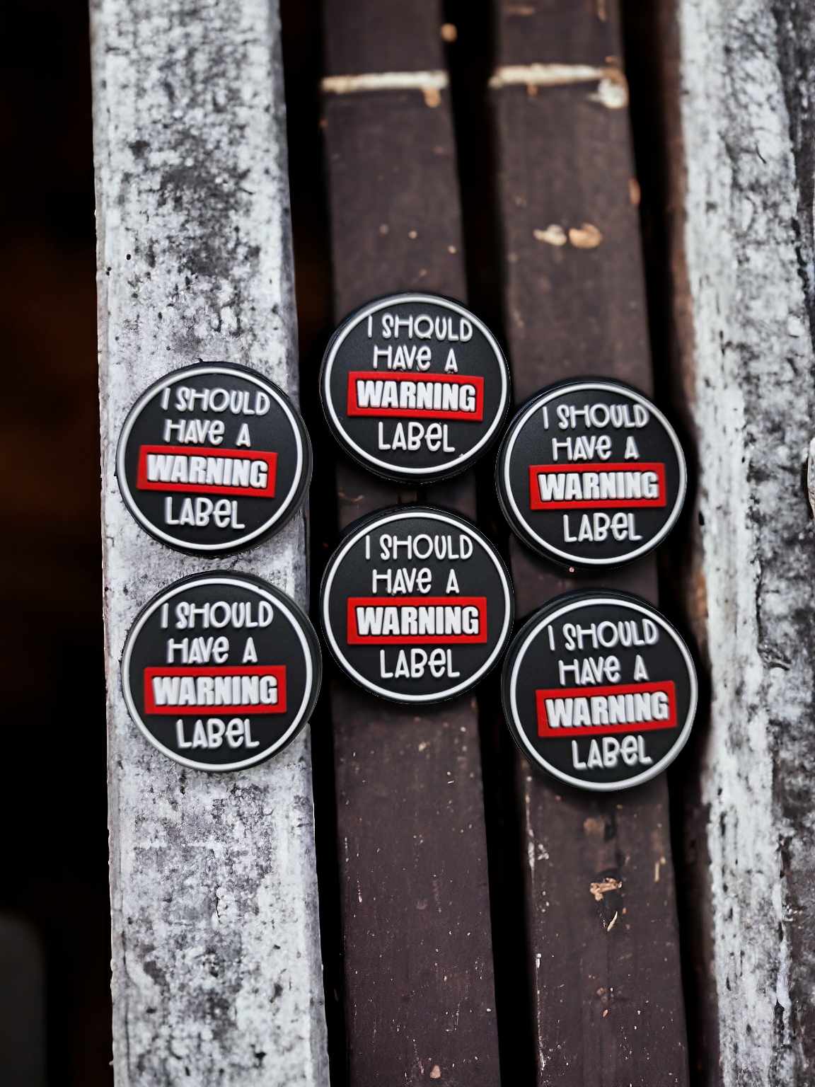 I Should Have Came with a Warning Label - Black Round Silicone Focal Bead - 0756