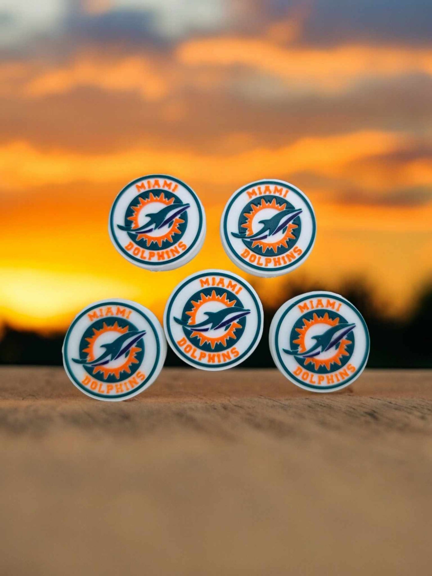 Miami Dolphins NFL Round Logo Silicone Focal Bead - 0804