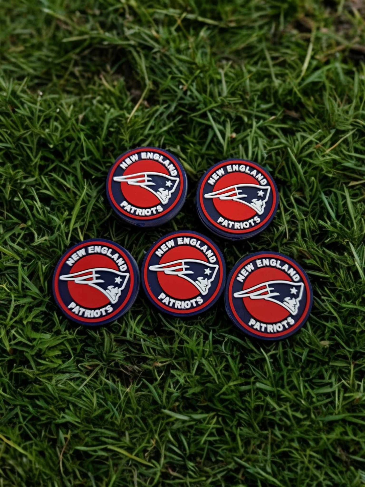New England Patriots Round NFL Logo Silicone Focal Bead - 0806