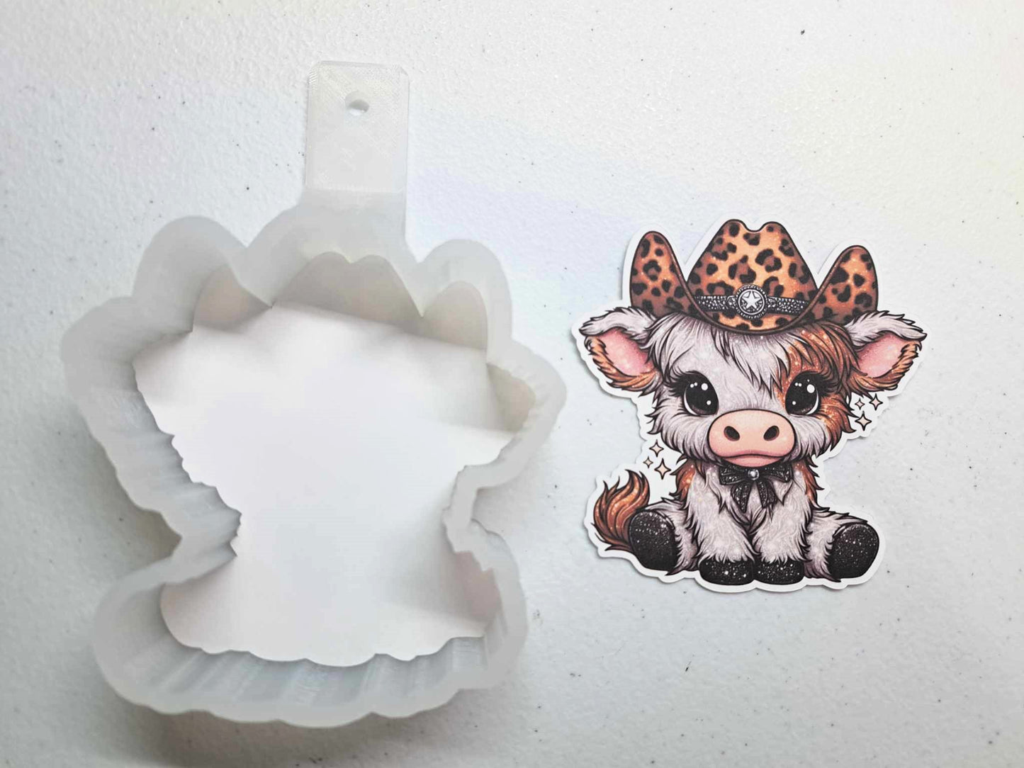 Glitter Cow with Cowboy Hat Cardstock Silicone Mold, Aroma Bead Molds, Premium Cardstock Images