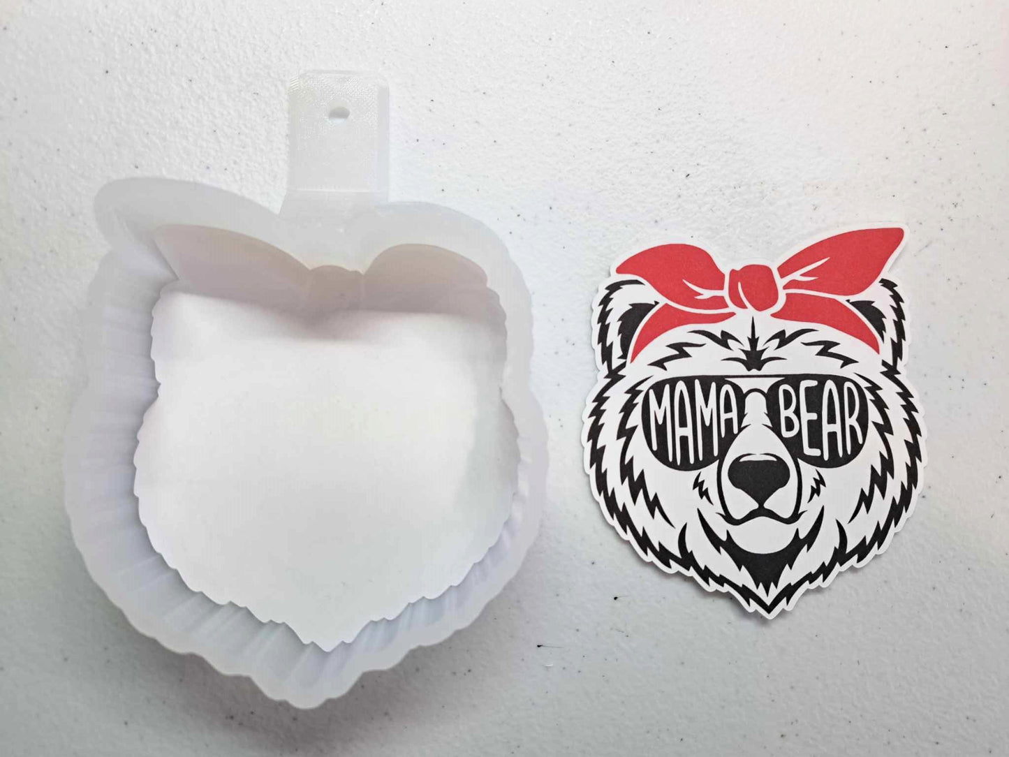 Mama Bear Wearing Sunglasses and Bandana for Cardstock Silicone Mold, for Aroma Bead Molds, Premium Cardstock Images