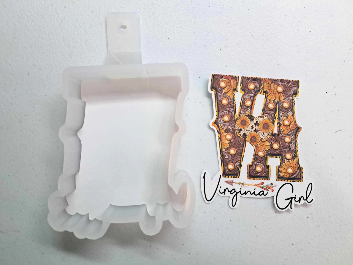 Virginia Girl: VA Western with Sunflowers and Arrow Cardstock Silicone Mold, Aroma Bead Molds, Premium Cardstock Images