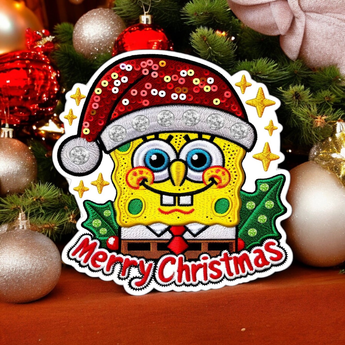 SpongeBob Merry Christmas Sequins Cardstock Silicone Mold, Aroma Bead Molds, Premium Cardstock Images