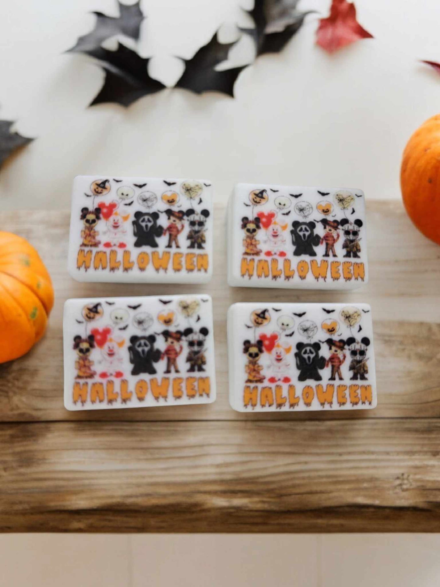 Halloween Killer Group in Mickey Ears with Balloons: Rectangle Cartoon Silicone Focal Bead - 1272
