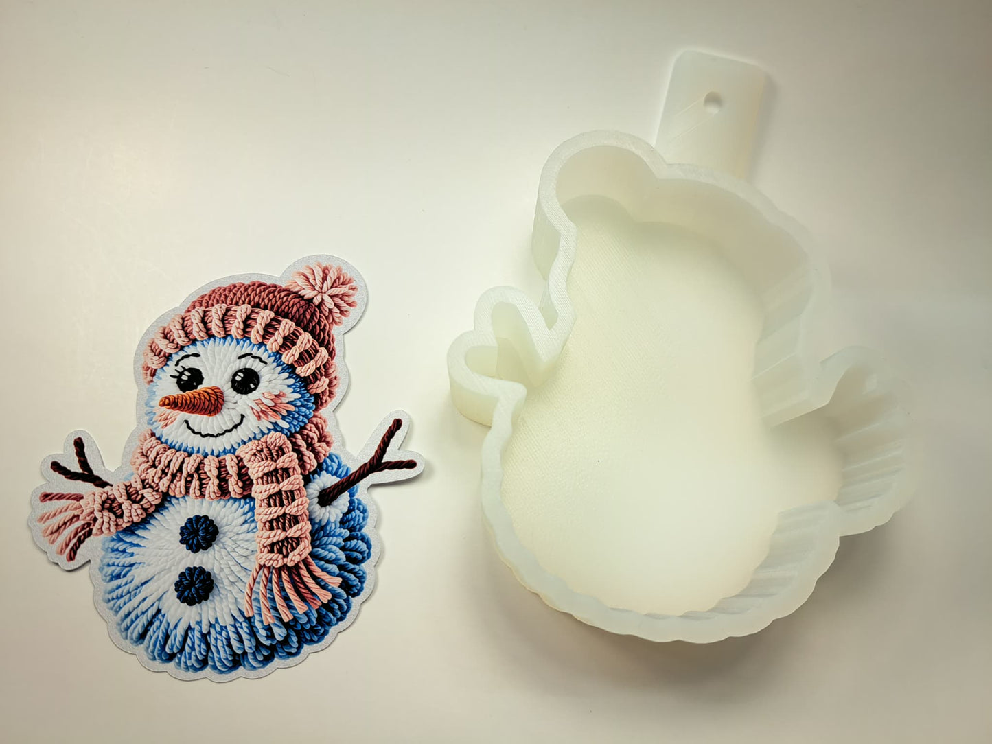 Latch Hook Snowman Cardstock Silicone Mold, Aroma Bead Molds, Car Freshies, Premium Cardstock Images