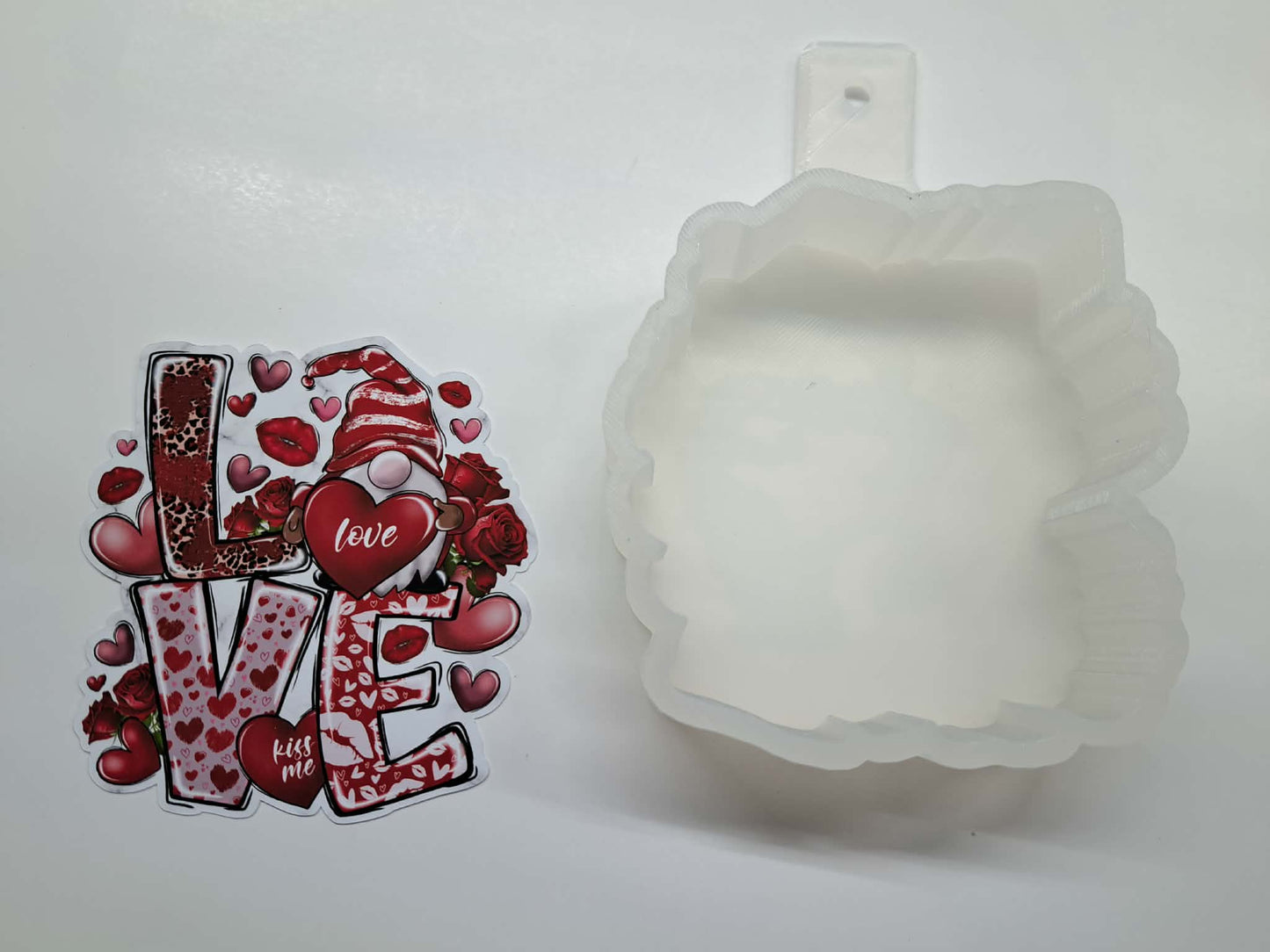 Love Kiss Me Gnome With Roses Cardstock Silicone Mold, Aroma Bead Molds, Premium Cardstock Images