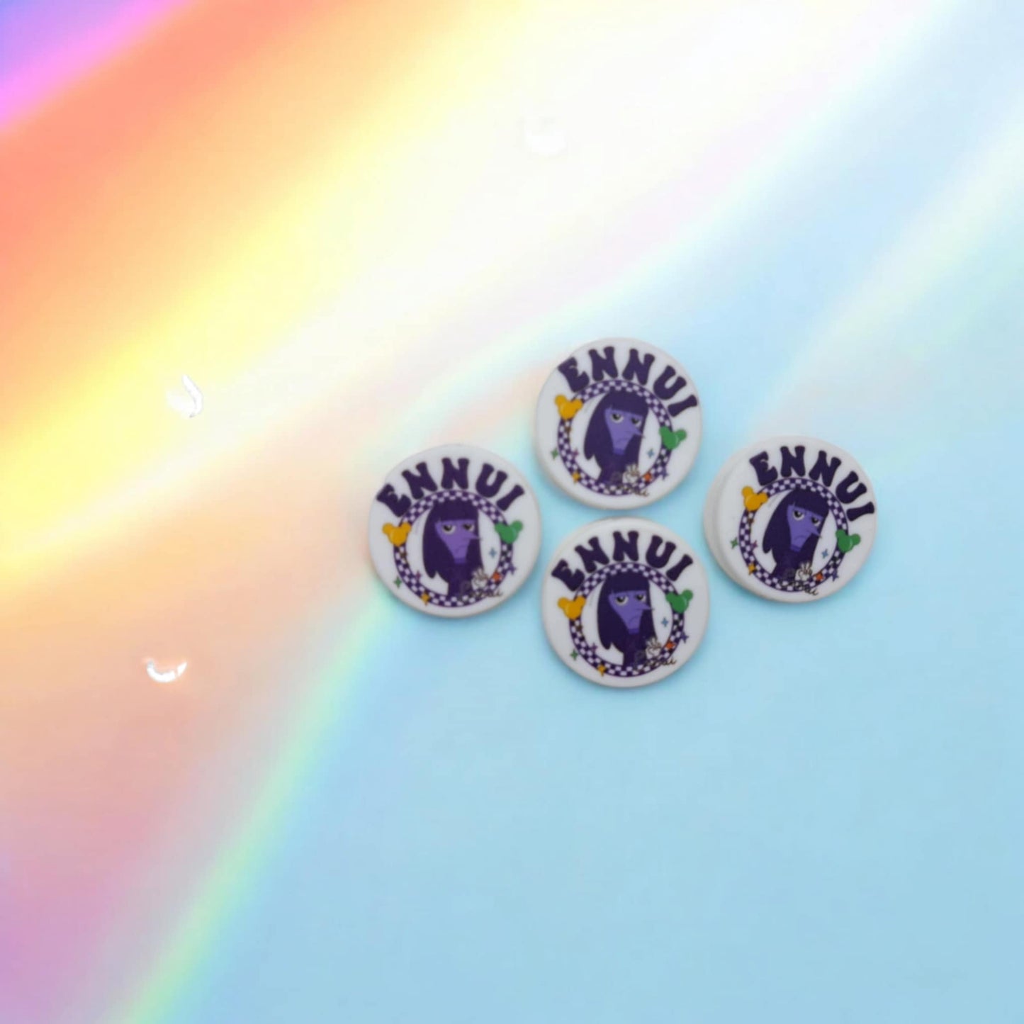 Inside Out: Ennui on White Round - Movie Inspired Silicone Focal Bead