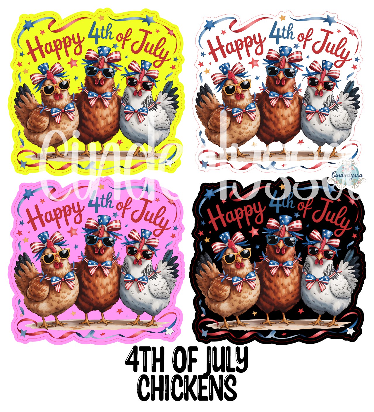 4th of July Chickens Cardstock Silicone Mold, Aroma Bead Molds, Car Freshies, Premium Cardstock Images