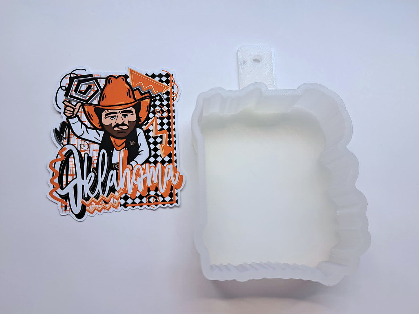 Retro Preppy College Teams: Oklahoma Cowboys Cardstock Silicone Mold, Aroma Bead Molds, Premium Cardstock Images