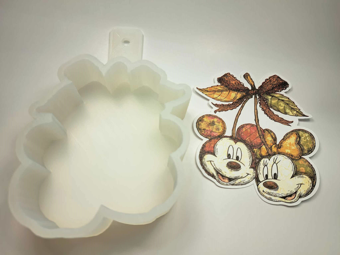 Autumn Mickey & Minnie Cherries Cardstock Silicone Mold, Aroma Bead Molds, Premium Cardstock Images
