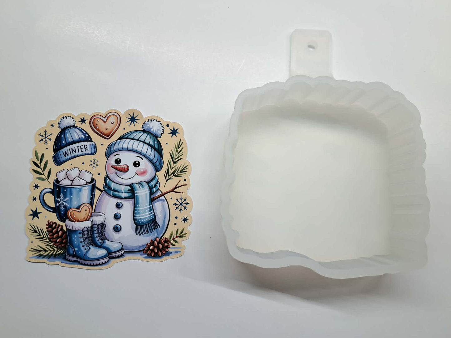 Cheerful Snowman Cardstock Silicone Mold, Aroma Bead Molds, Car Freshies, Premium Cardstock Images