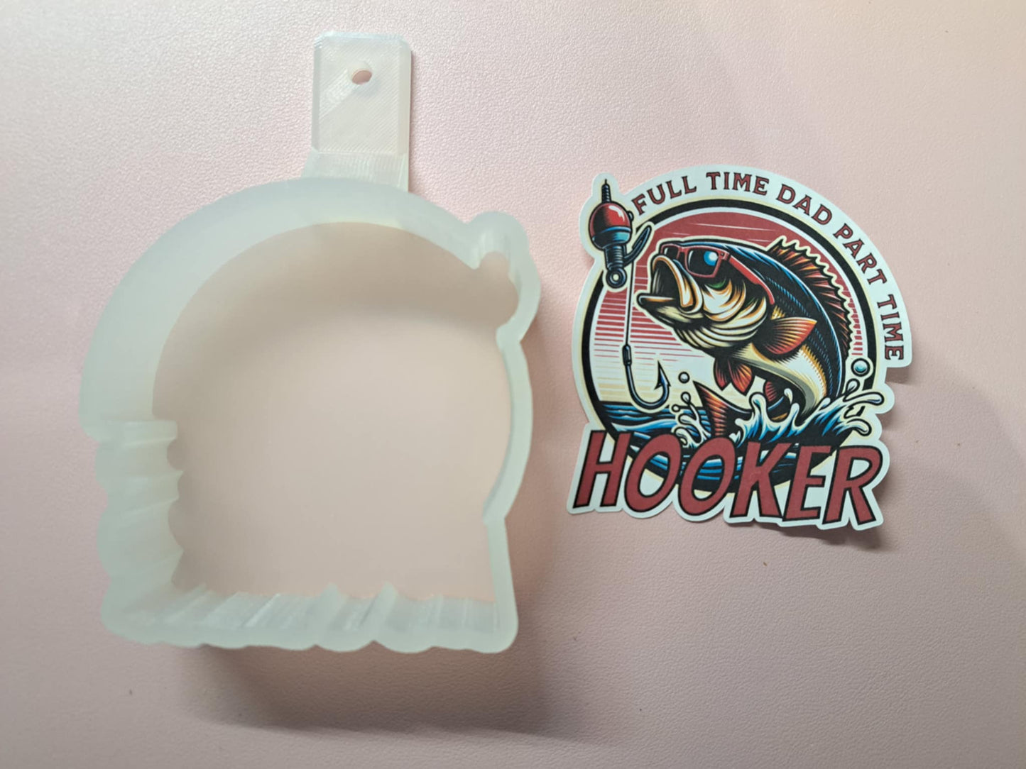 Full Time Dad Part Time Hooker Bass Fishing Cardstock Silicone Mold, Aroma Bead Molds, Premium Cardstock Images