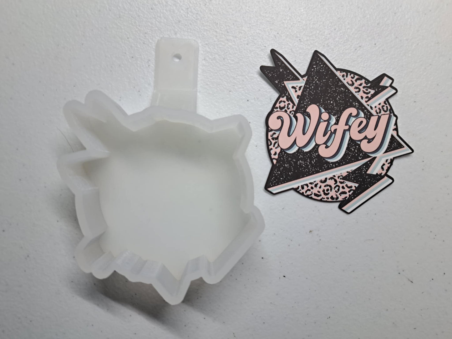 Wifey: Lightning Bolt with Pink Leopard Print Cardstock Silicone Mold, Aroma Bead Molds, Premium Cardstock Images