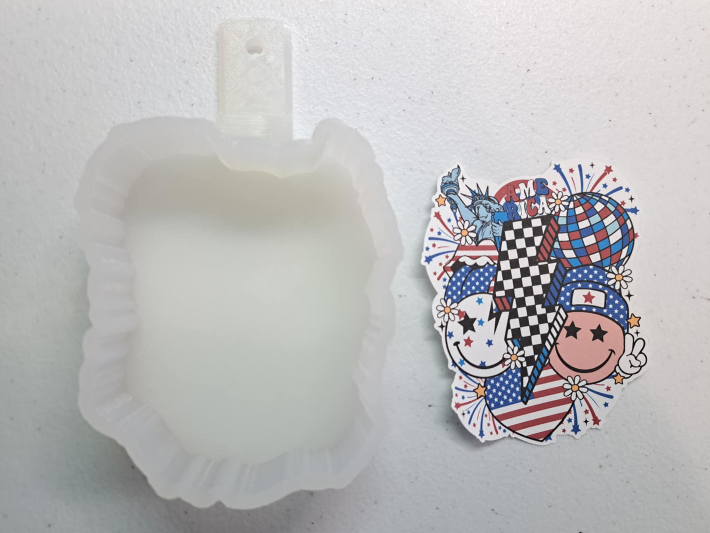 Celebrate America Retro Collage Cardstock Silicone Mold, Aroma Bead Molds, Car Freshies, Premium Cardstock Images