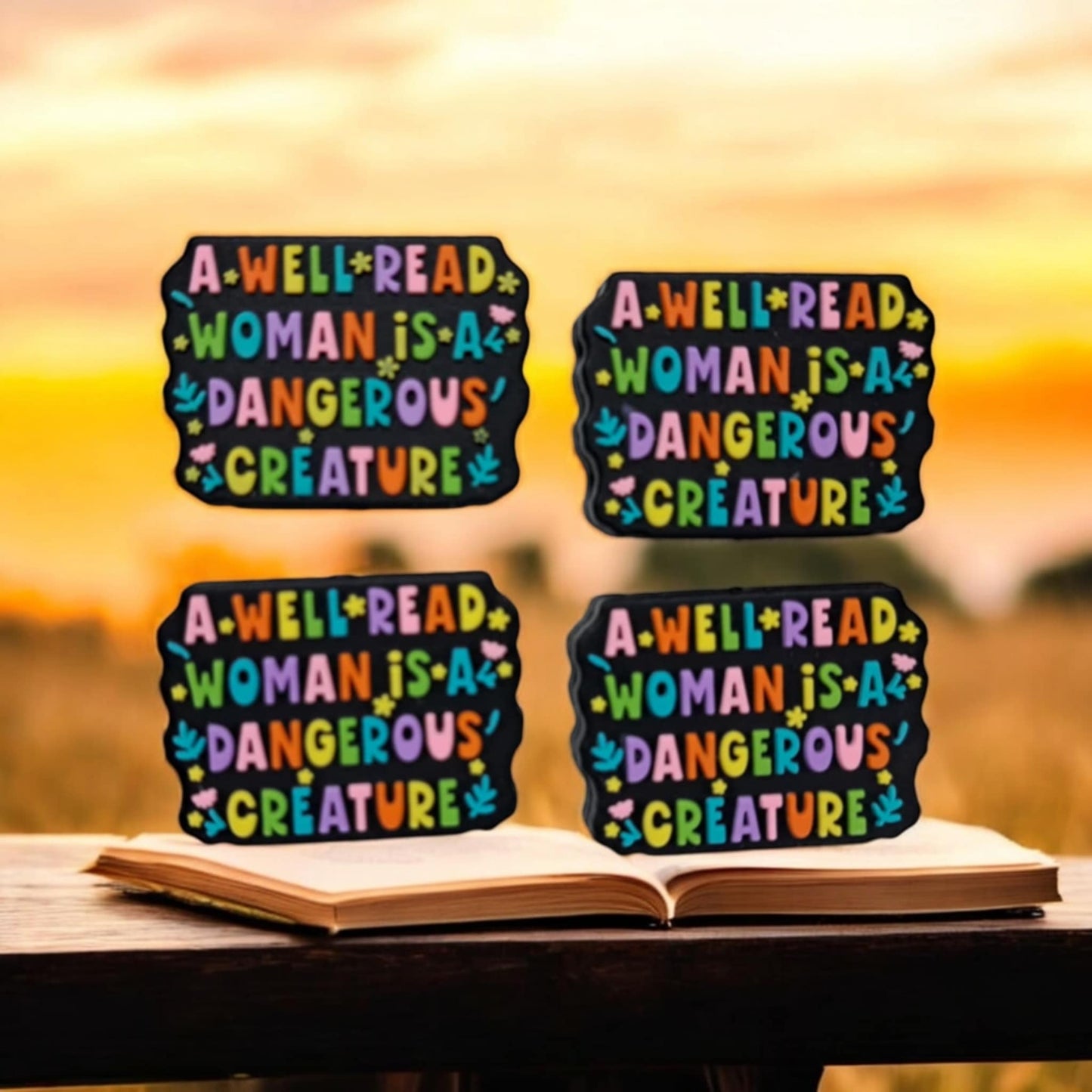 A Well Read Woman is a Dangerous Creature Silicone Focal Bead