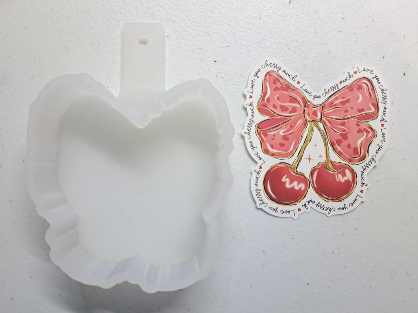 Love You Cherry Much Bow Valentine Cardstock Silicone Mold, Aroma Bead Molds, Premium Cardstock
