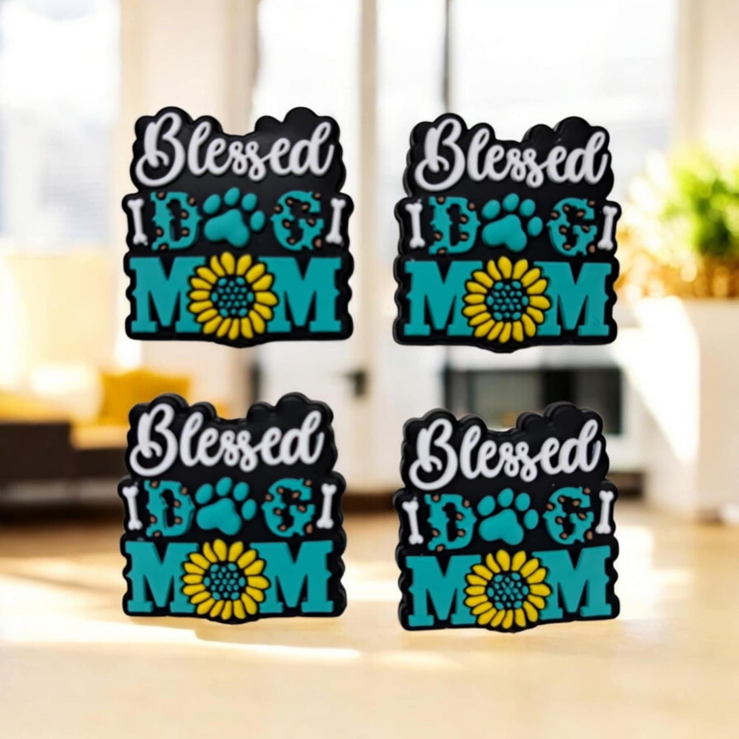 Blessed Dog Mom with Sunflower Silicone Focal Bead
