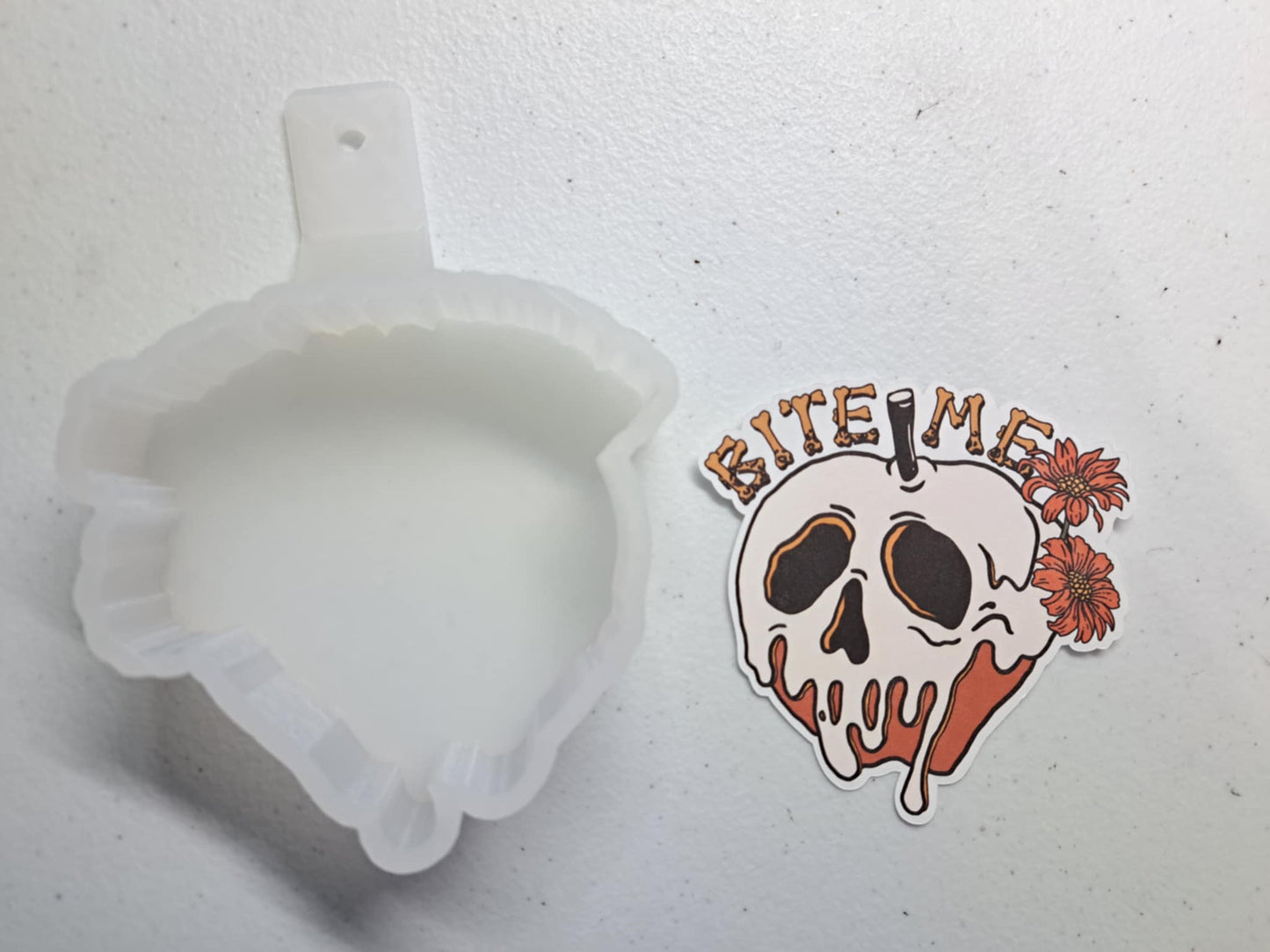 Bite Me Poison Apple Anti Love Cardstock Silicone Mold, Aroma Bead Molds, Premium Cardstock Images