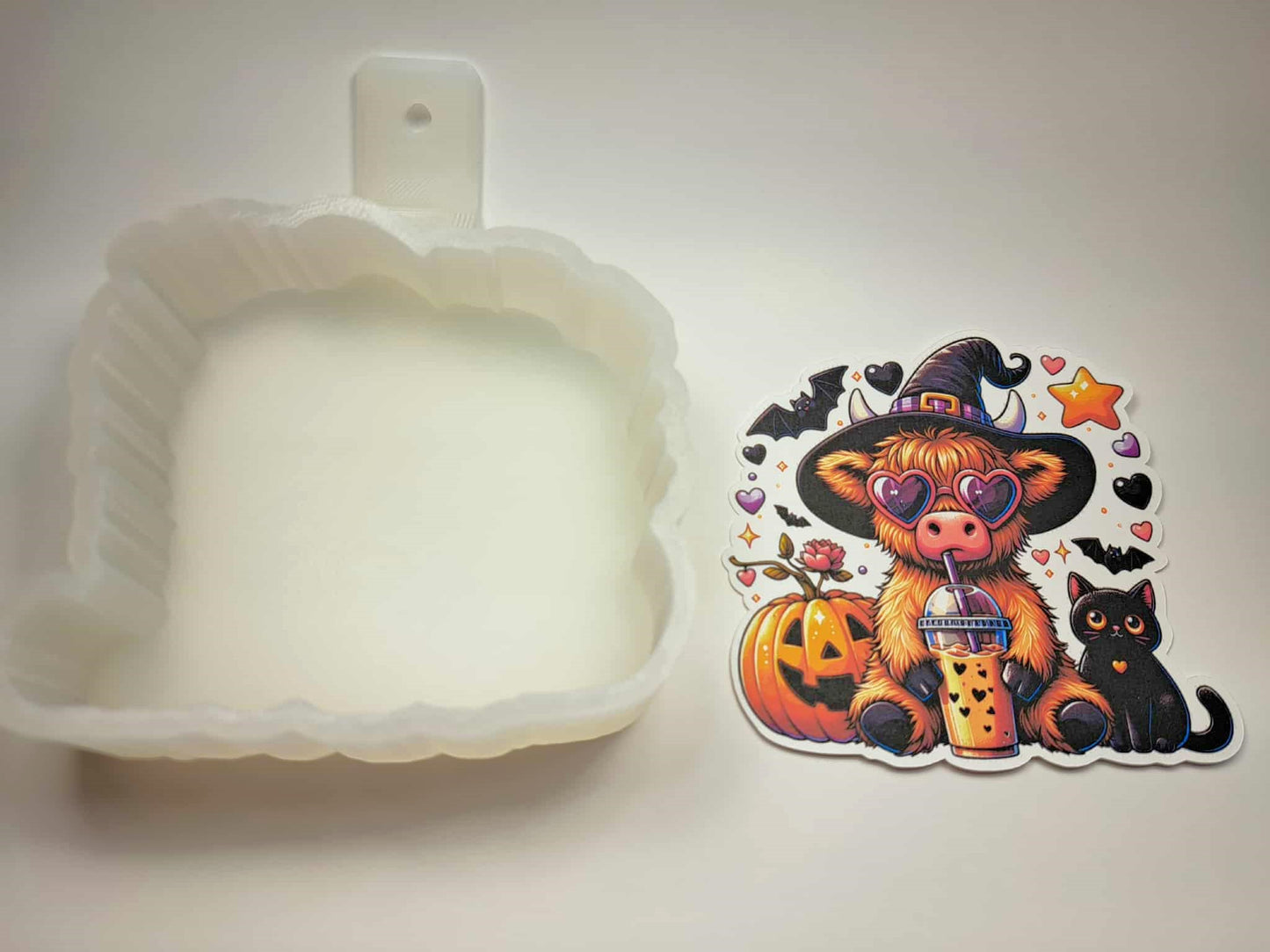 Halloween Witchy Highland Cow Cardstock Silicone Mold, Aroma Bead Molds, Premium Cardstock Images