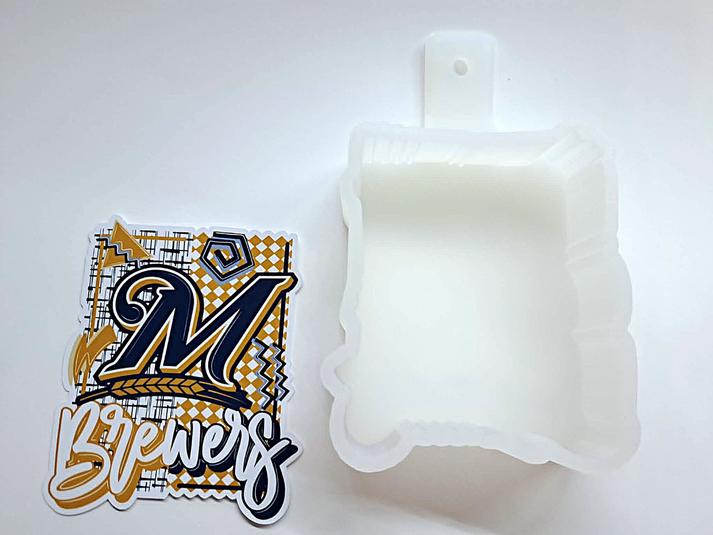 Retro MLB Team: Milwaukee Brewers Cardstock Silicone Mold, Aroma Bead Molds, Premium Cardstock Images