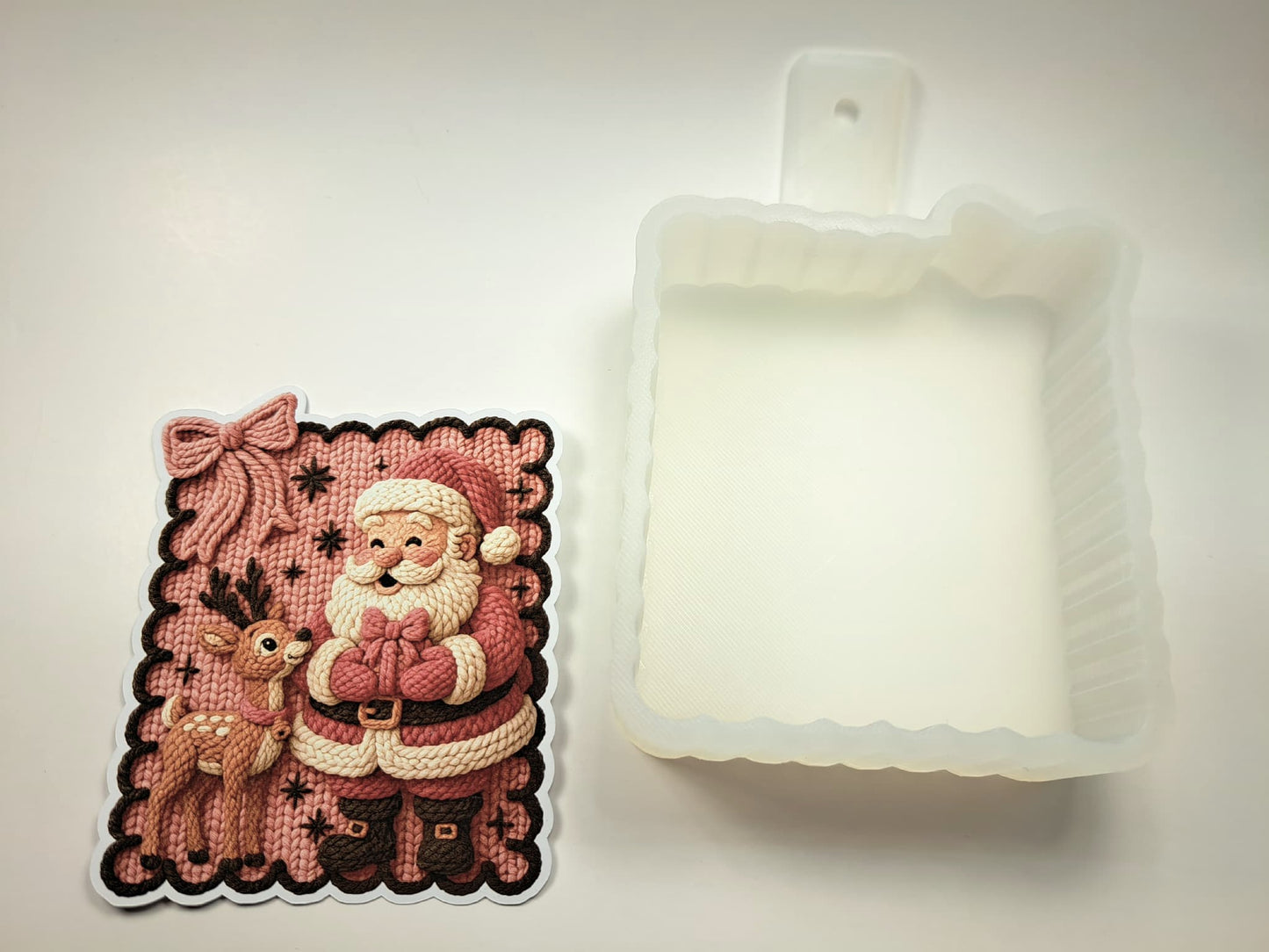 Faux Yarn Santa & Reindeer Frame Cardstock Silicone Mold, Aroma Bead Molds, Premium Cardstock Images