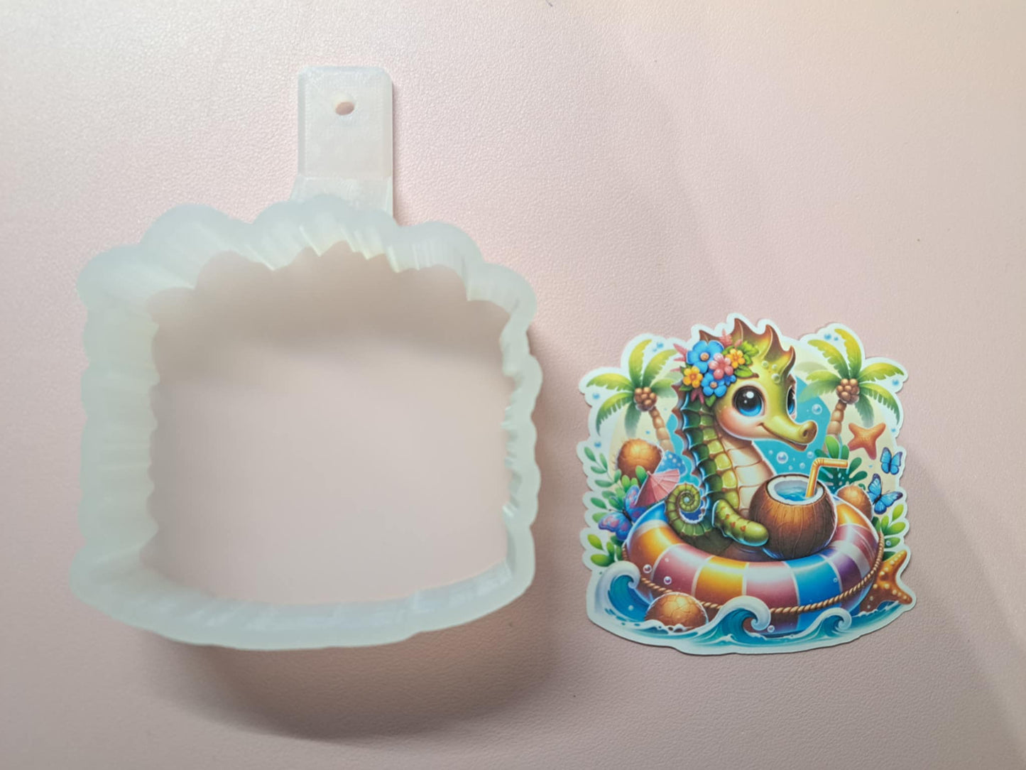 Summer Seahorse on Floatie Cardstock Silicone Mold, Aroma Bead Molds, Premium Cardstock Images