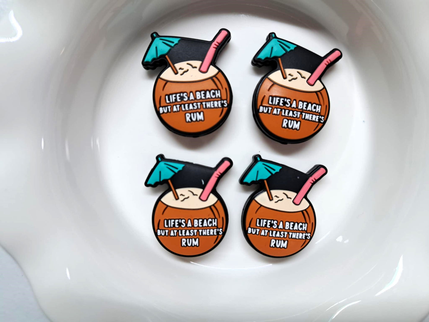 Coconut Drink w/Umbrella: Life's A Beach But At Least There's Rum Silicone Focal Bead