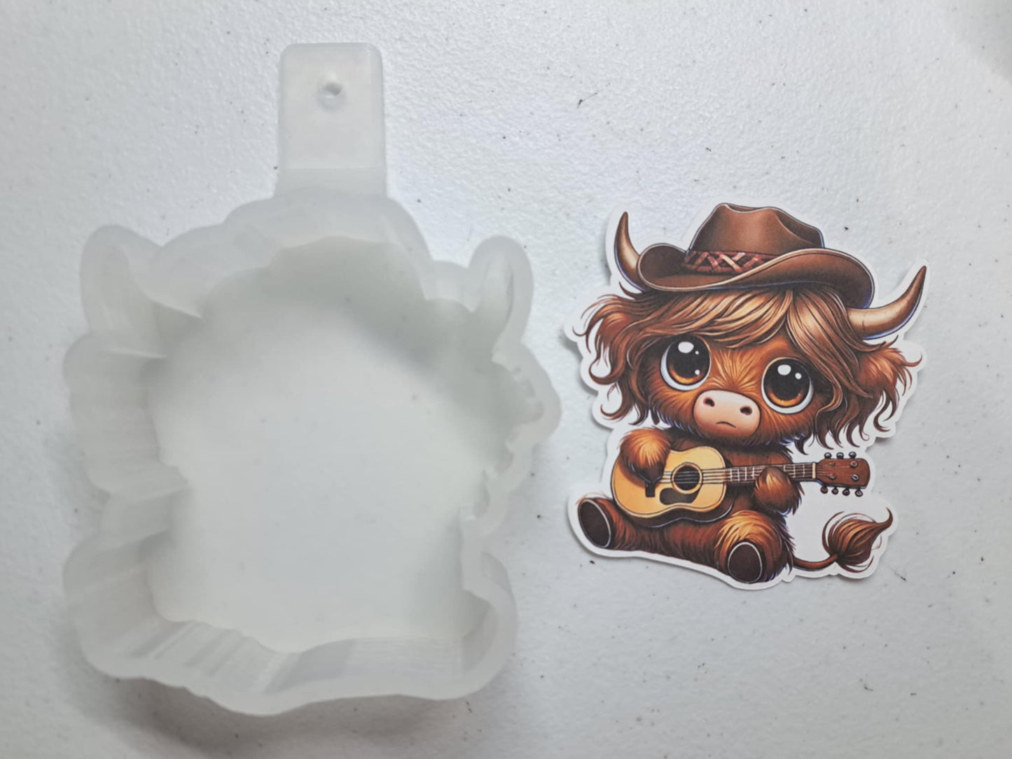 Cow Playing Acoustic Guitar Cardstock Silicone Mold, Aroma Bead Molds, Premium Cardstock Images