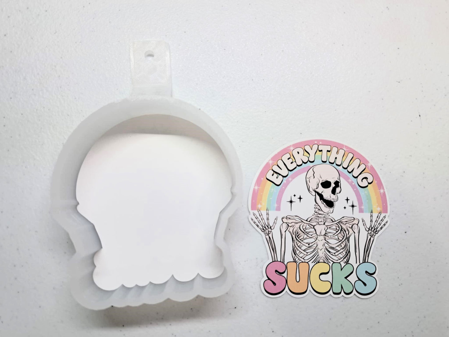Everything Sucks Skellie Cardstock Silicone Mold, Aroma Bead Molds, Premium Cardstock Images