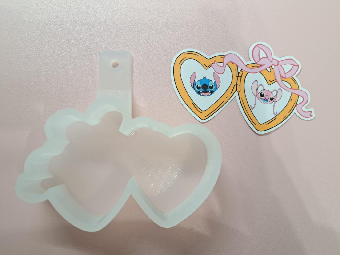Disney Couple Heart Locket Cardstock Silicone Mold, Aroma Bead Molds, Premium Cardstock Images