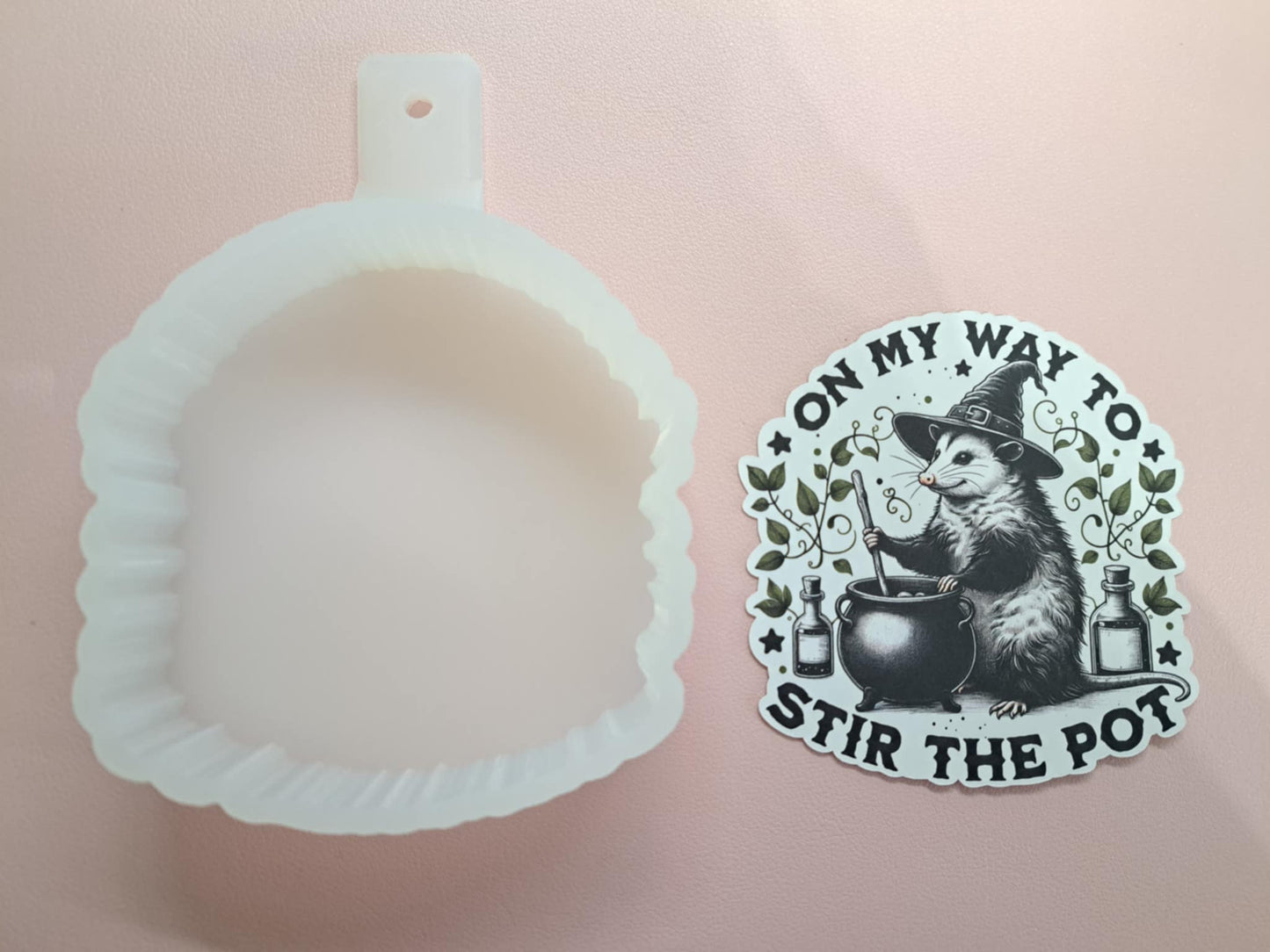 On My Way To Stir The Pot Possum Cardstock Silicone Mold, Aroma Bead Molds, Premium Cardstock Images