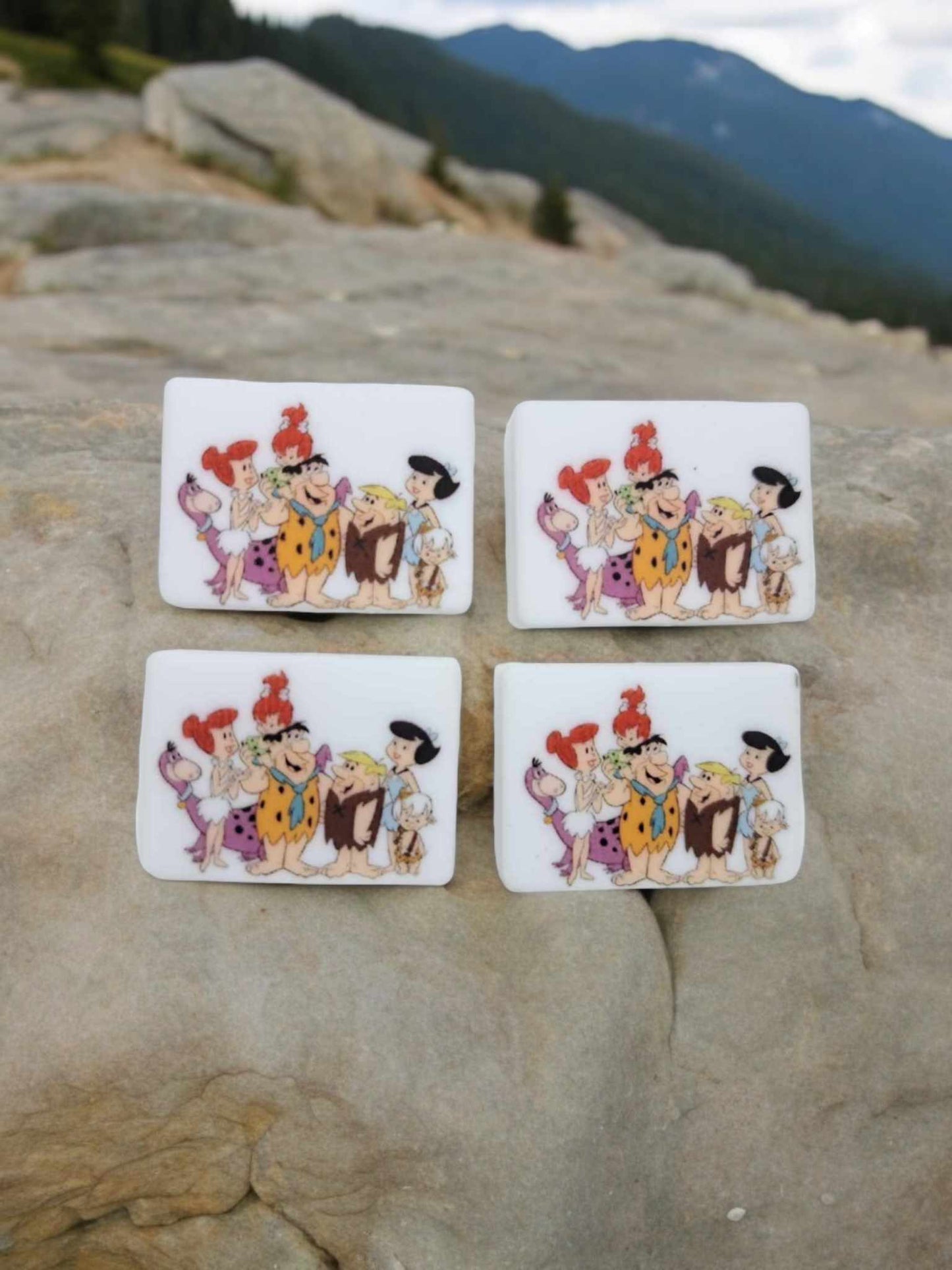 The Flintstones Group: Rectangle Cartoon Silicone Focal Bead - 1215