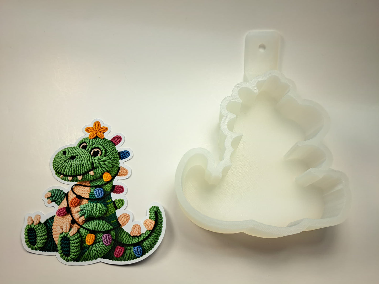 Christmas Crochet Dinosaur Cardstock Silicone Mold, Aroma Bead Molds, Premium Cardstock Images