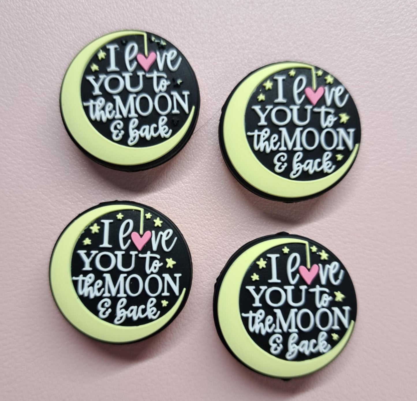 I Love You To The Moon and Back Silicone Focal Bead