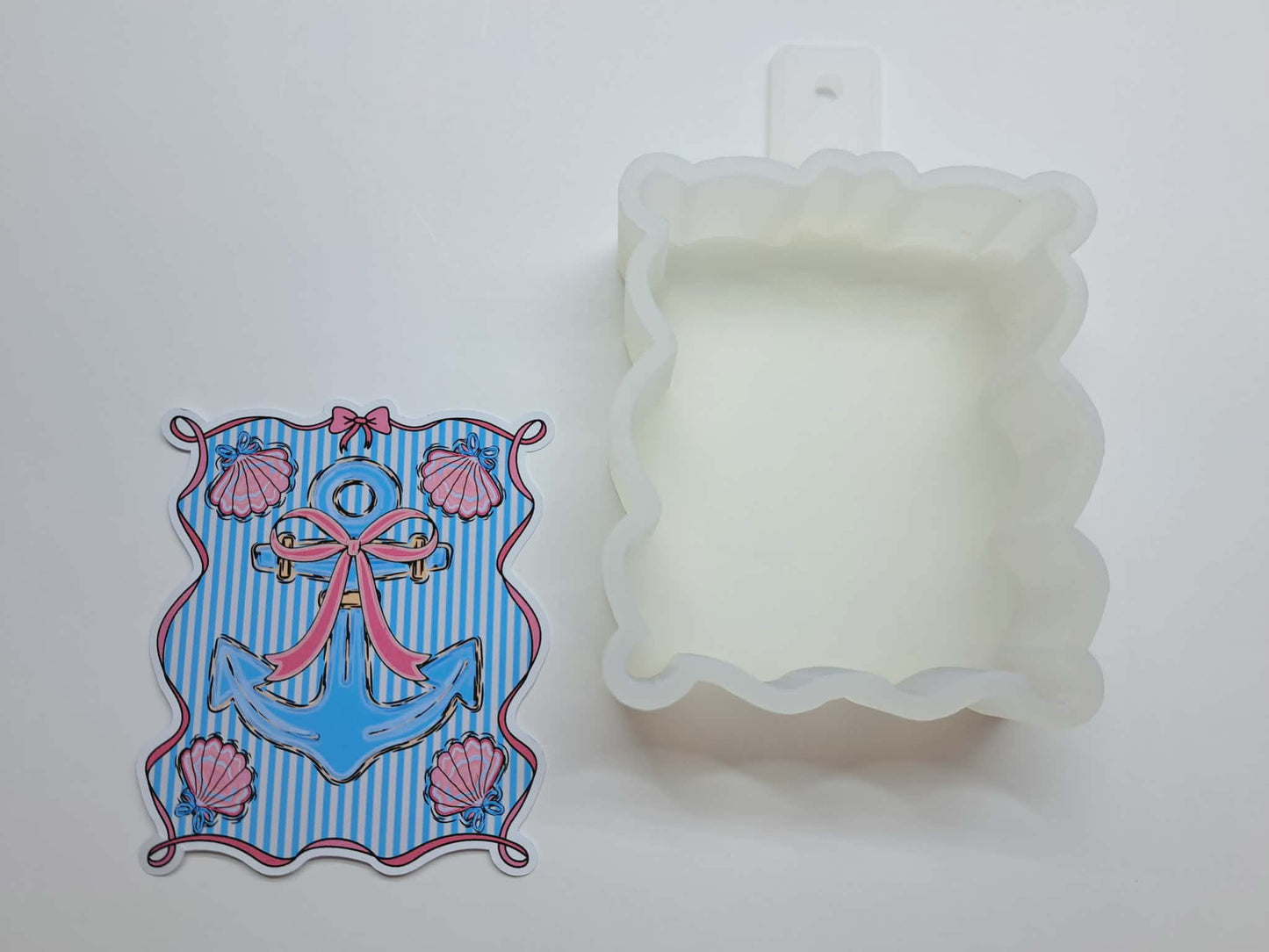 Preppy Bow Frame Anchor & Seashells Cardstock Silicone Mold, Aroma Bead Molds, Premium Cardstock
