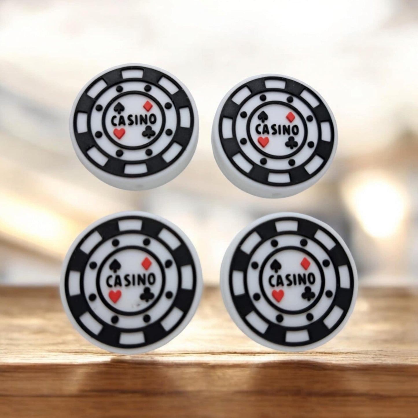 Casino Chip - Round White Silicone Focal Bead