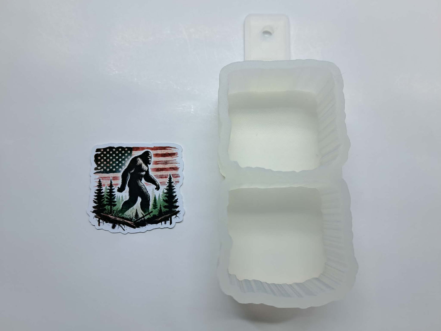 VENT CLIP: American Flag Bigfoot Two Cavity Small Vent Clip Size Cardstock Silicone Mold, Aroma Bead Molds, Premium Cardstock Images