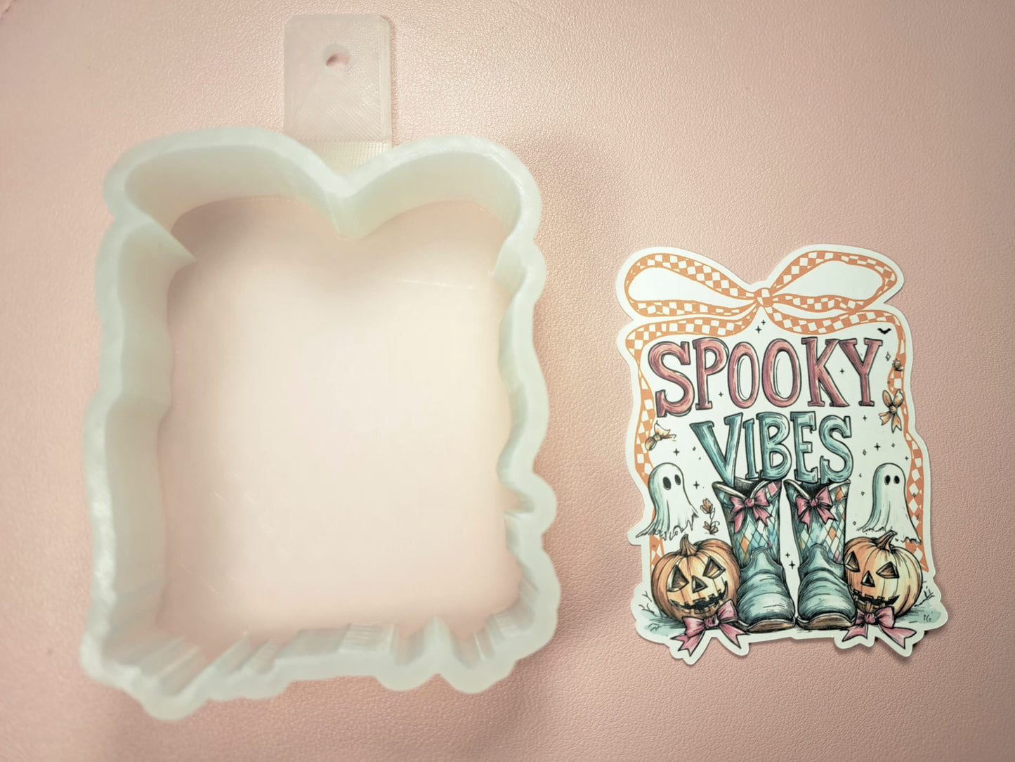 Spooky Vibes Retro Western Coquette Bow Cardstock Silicone Mold, Aroma Bead Molds, Premium Cardstock Images