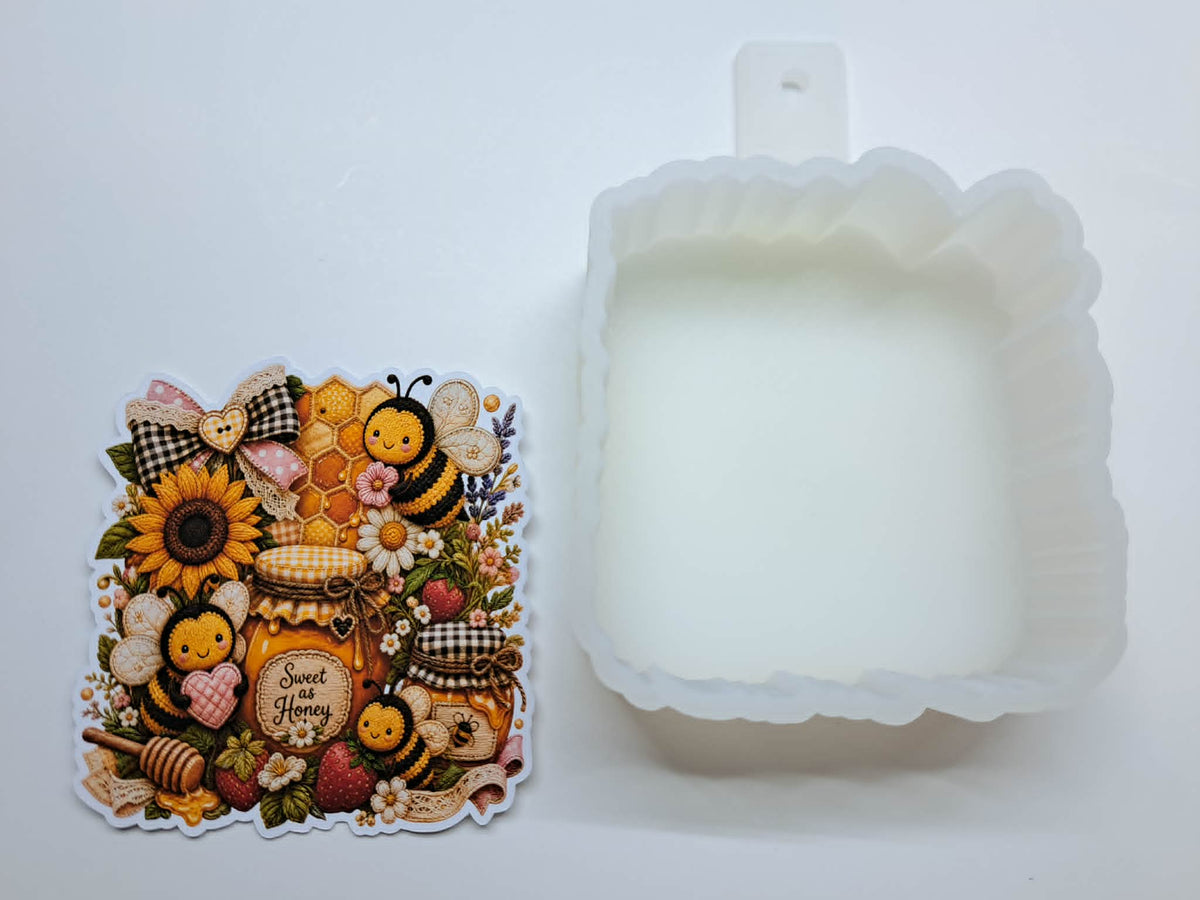 Floral Sweet As Honey Bees Strawberries Cardstock Silicone Mold, Aroma Bead Molds, Premium Cardstock Images