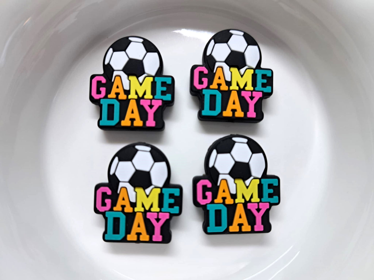 Game Day With Soccer Ball Silicone Focal Bead
