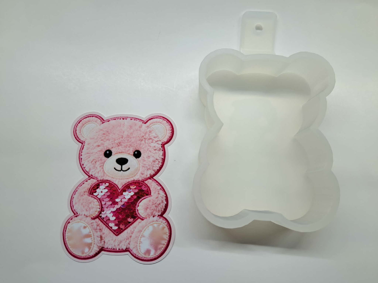 Sequins & Embroidered Teddy Bear Cardstock Silicone Mold, Aroma Bead Molds, Premium Cardstock Images