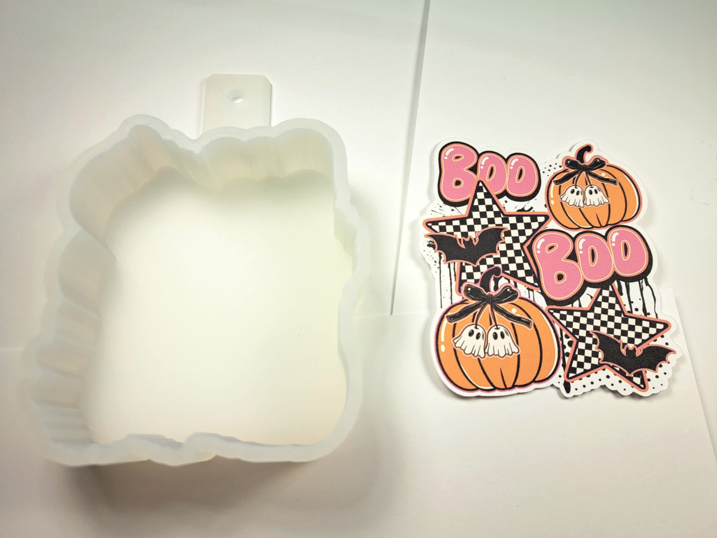 Retro Pink Boo Ghost Cherries Cardstock Silicone Mold, Aroma Bead Molds, Premium Cardstock Images