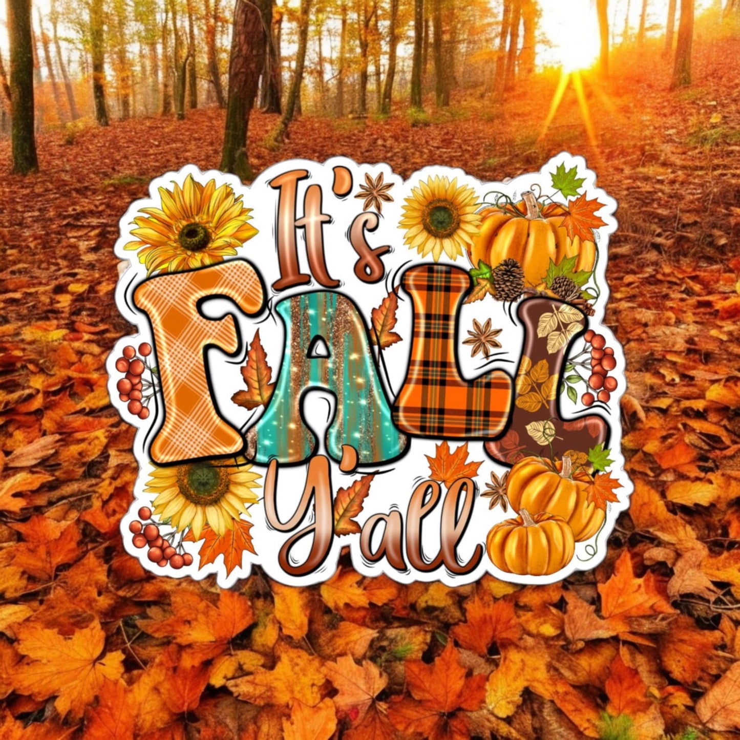 It's Fall Y'all: Pumpkin, Leaves, Sunflowers, Plaid Pattern Cardstock Silicone Mold, Aroma Bead Molds, Premium Cardstock Images