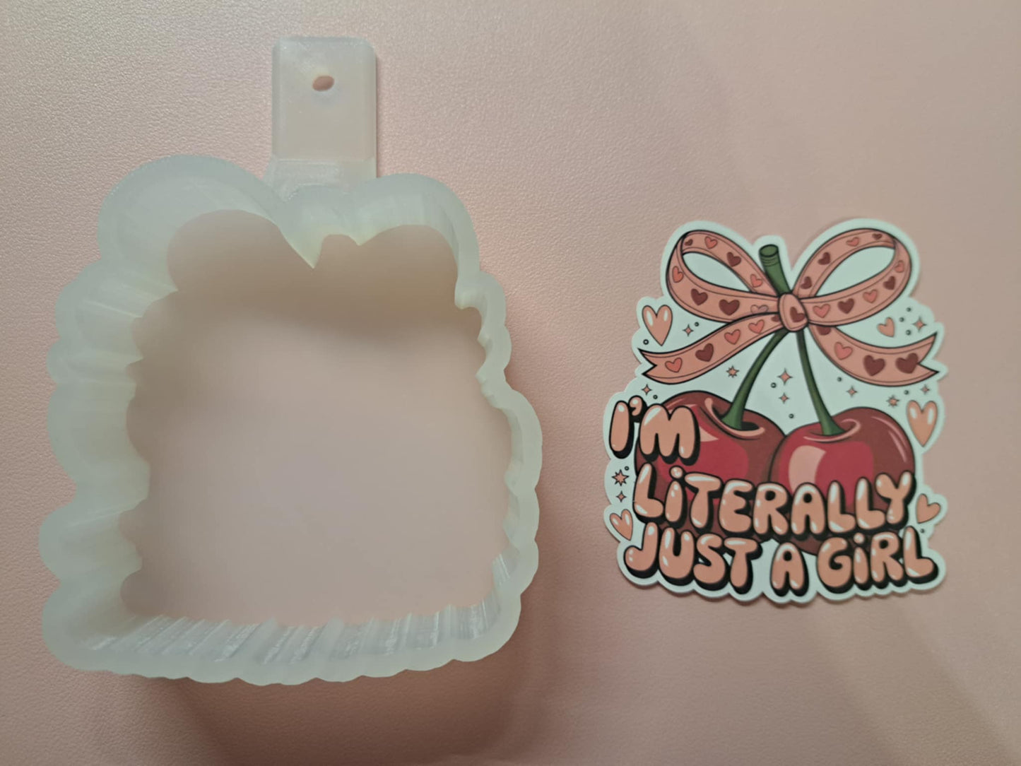 Literally Just a Girl Bow and Cherries Cardstock Silicone Mold, Aroma Bead Molds, Premium Cardstock