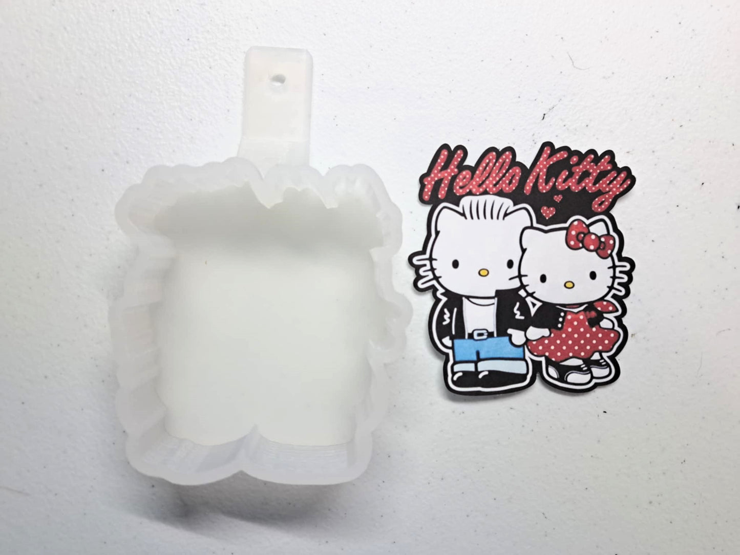 Hello Kitty and Dear Daniel Wearing Retro Outfits Cardstock Silicone Mold, Aroma Bead Molds, Premium Cardstock Images
