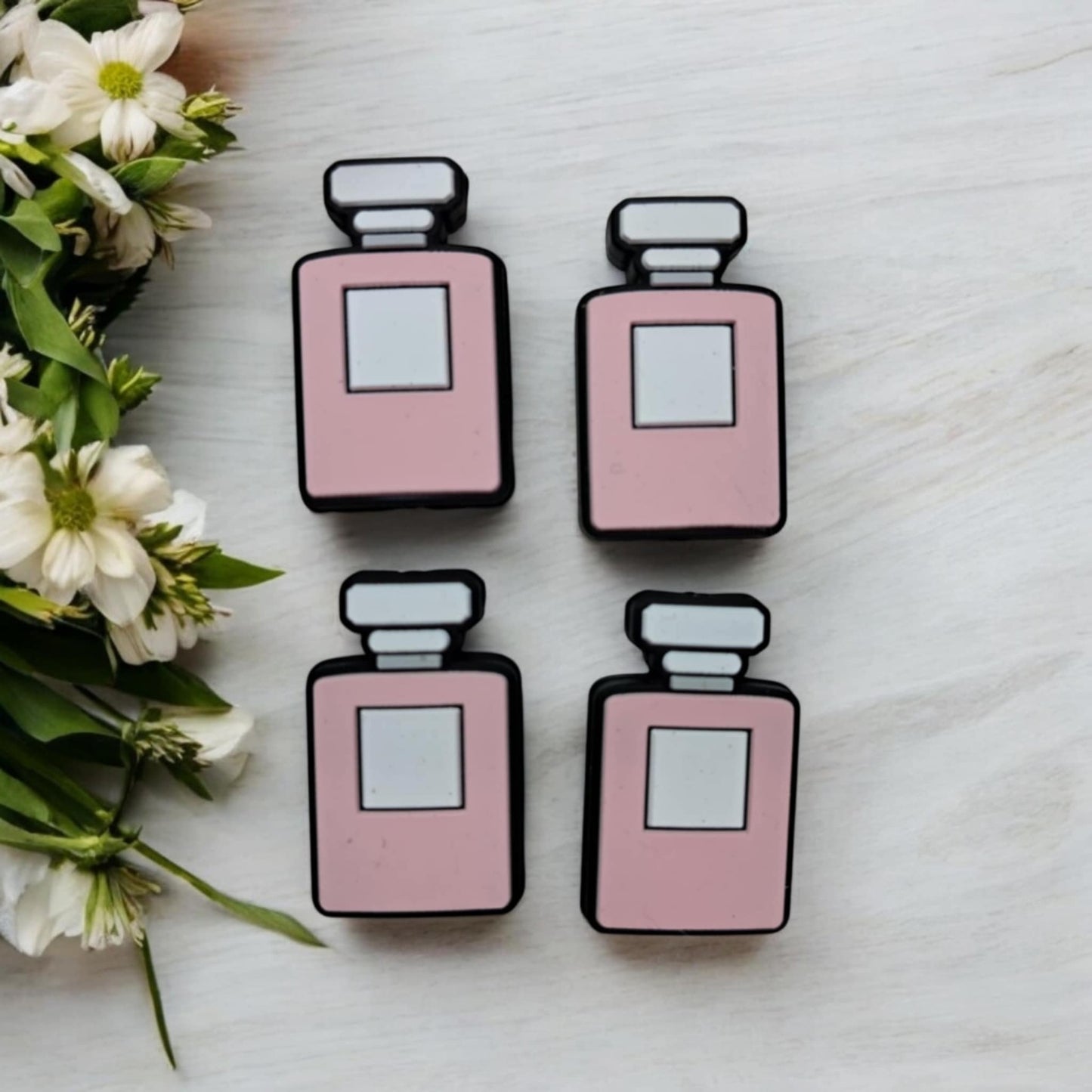 Pink Perfume Bottle Silicone Focal Bead