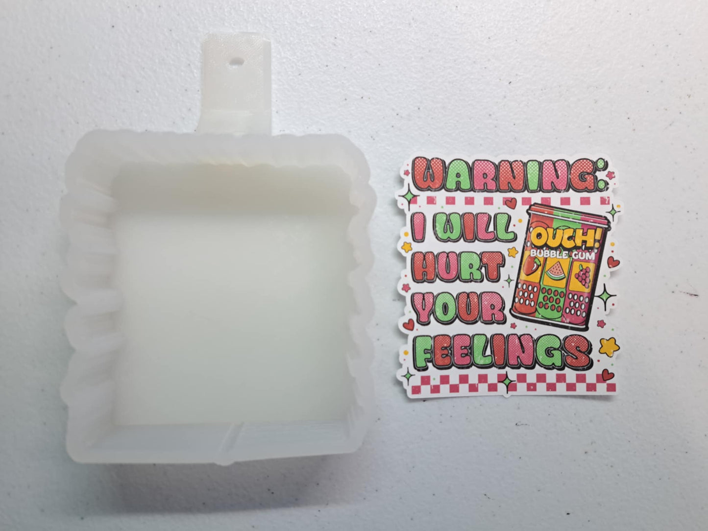 Ouch Bubble Gum Warning I Will Hurt Your Feelings Cardstock Silicone Mold, Aroma Bead Molds, Car Freshies,Premium Cardstock Images