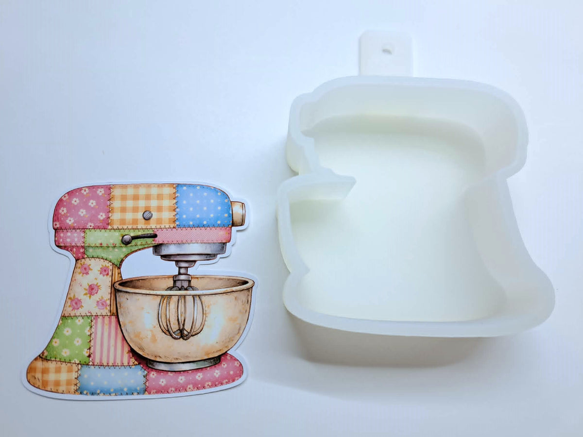 Patchwork Kitchen Stand Mixer Cardstock Silicone Mold, Aroma Bead Molds, Premium Cardstock Images