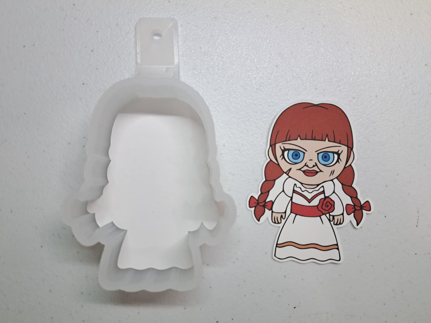 Annabelle: Porcelain Doll Paranormal Activity Horror Movie Inspired Cardstock Silicone Mold, Aroma Bead Molds