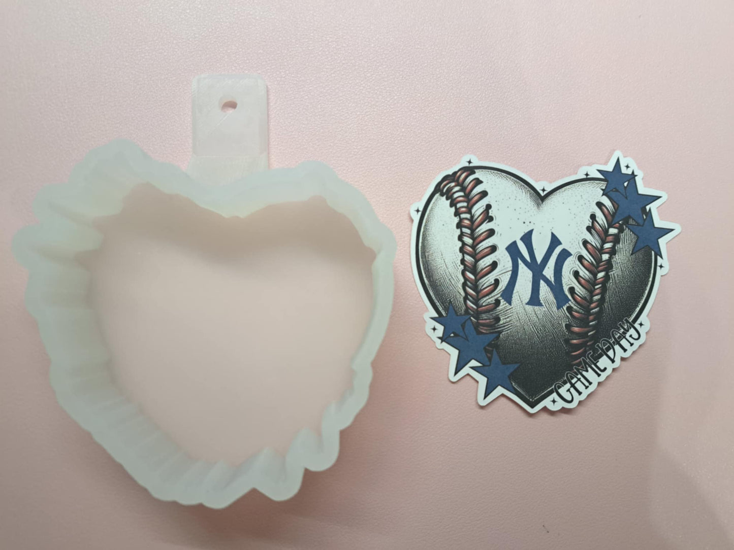 MLB Heart Cardstock Silicone Mold, Aroma Bead Molds, Car Freshies, Premium Cardstock Images